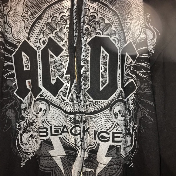 ACDC VINTAGE ZIP UP BLACK ICE BAND HOODIE - Picture 3 of 5